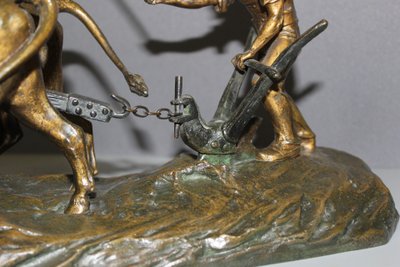 Bronzo L'aratore di Edouard Drouot circa 1900