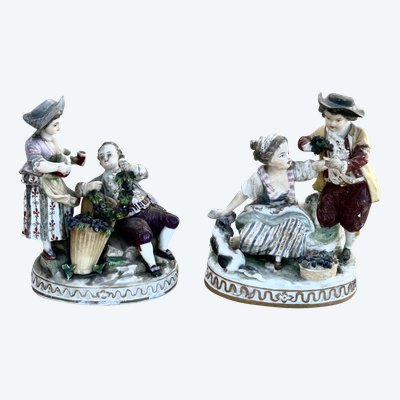 Coppia di statuette della manifattura di porcellana di Ludwigsburg (1758-1805) 