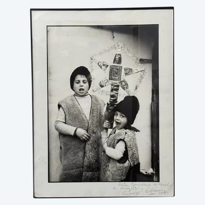 Artistic photo signed by Gheorge Rizeanu XXth 2 Romanian children