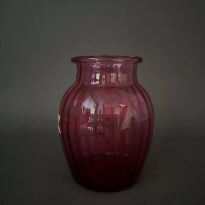 Legras enamelled vase 1900 pink glass daffodil decoration