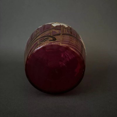 Legras enamelled vase 1900 pink glass daffodil decoration