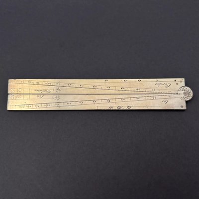 Pied du roi en laiton gravé compas de proportion XVIIIe
