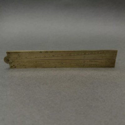 Pied du roi en laiton gravé compas de proportion XVIIIe