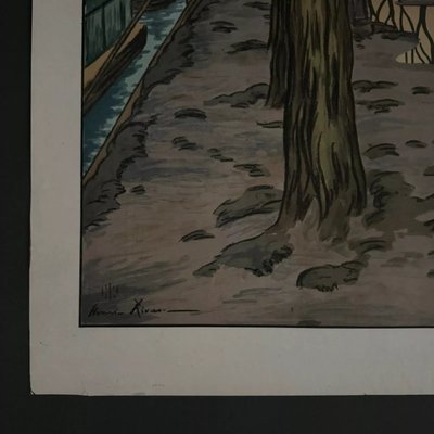 Lithograph on China paper by Henri Rivière The Island of Swans
