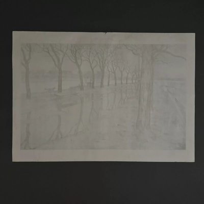 Lithograph on China paper by Henri Rivière The Island of Swans