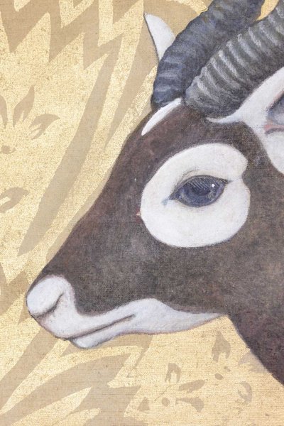Bemalte Leinwand mit der Darstellung einer Gazelle. Zeitgenössische Arbeit. LS6338501P