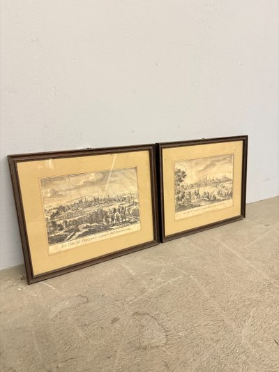 Gravures anciennes du XIXe siècle avec les villes de Gand et de Trèves, 26x31cm