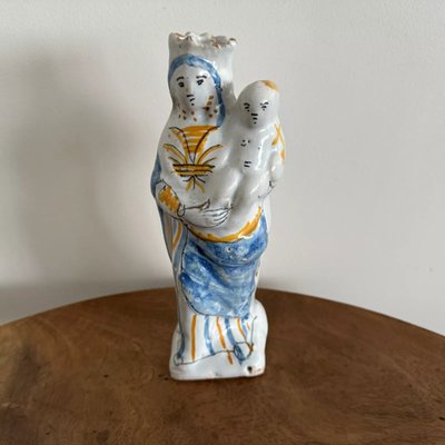 Crowned Virgin Mary in Nevers earthenware, 18th century