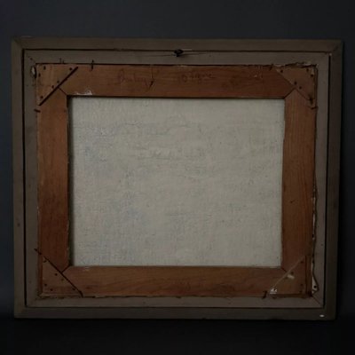 Huile sur toile fermettes bretonnes par Pasquier début XXe