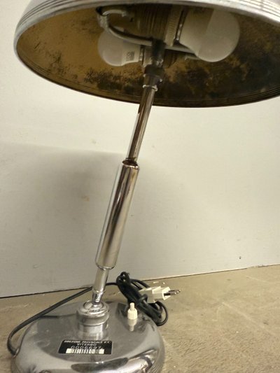Lampe de table en laiton nickelé Giovanni Michelucci pour Lariolux, 1950 44 cm