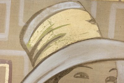 Bemalte Leinwand mit der Darstellung einer eleganten Frau aus den 1950er Jahren. Zeitgenössisch. LS6135675T
