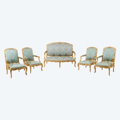 Salon de style Louis XV à chassis en bois doré. Circa 1880. LS61405700/5B