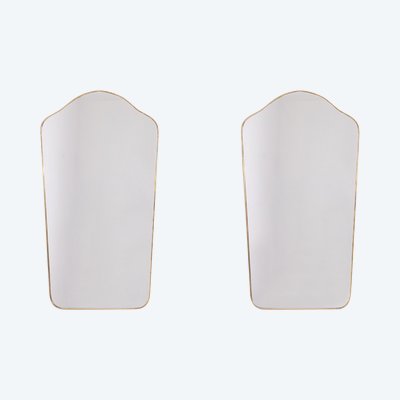Pair of "gendarme hat" shaped mirrors. 1970s. LS62581108/2L