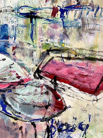 Mario Bonamici (1912-2002), Painting View of the Place du Tertre in Paris Montmartre.