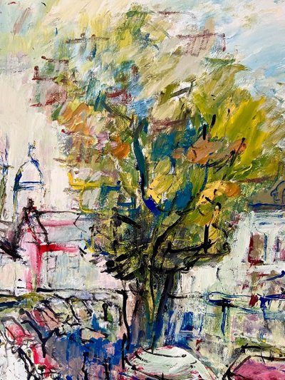 Mario Bonamici (1912-2002), Painting View of the Place du Tertre in Paris Montmartre.