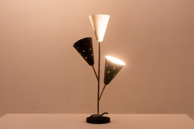 Stilnovo. 3-light lamp in sheet metal and brass. 1960s. LS6318459M