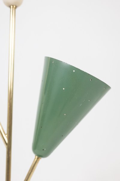 Stilnovo. 3-light lamp in sheet metal and brass. 1960s. LS6318459M