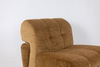 Pair of chrome-plated metal and fabric lounge chairs. 1970s. LS63491700/23400/4B