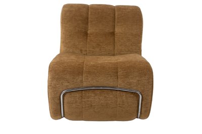 Pair of chrome-plated metal and fabric lounge chairs. 1970s. LS63491700/23400/4B