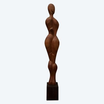 Scultura in legno intagliato raffigurante una donna, opera di Calin Hentea, XX secolo