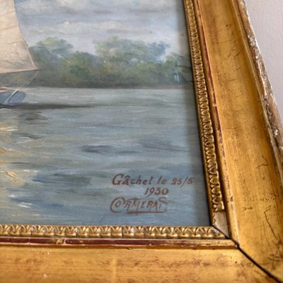 Acquerello raffigurante una regata a Gâchet di Cormerais 1930