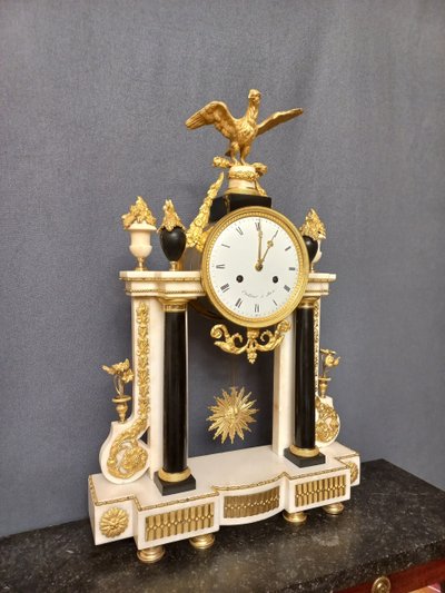 18th century gilt bronze and marble clock