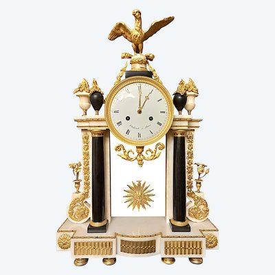 18th century gilt bronze and marble clock