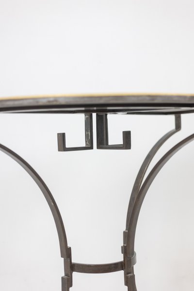 Pair of half-moon shaped console tables. Work of art craftsman. LS63791912B