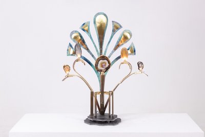 Lampe-sculpture avec des agates. Travail d’artisan d’art. LS63804009M