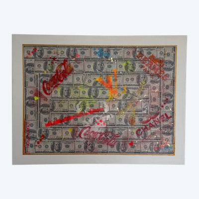 Abstraktes Gemälde - Dollar - Vuitton - Hermes 