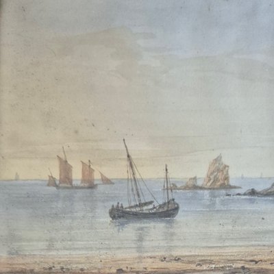 castello che domina il mare acquerello