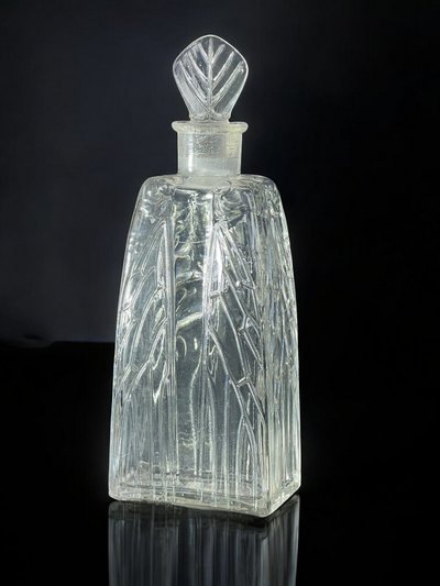 RENÉ LALIQUE 1910 FLACON ANCIEN A LOTION EN VERRE BLANC POUR ROGER GALLET