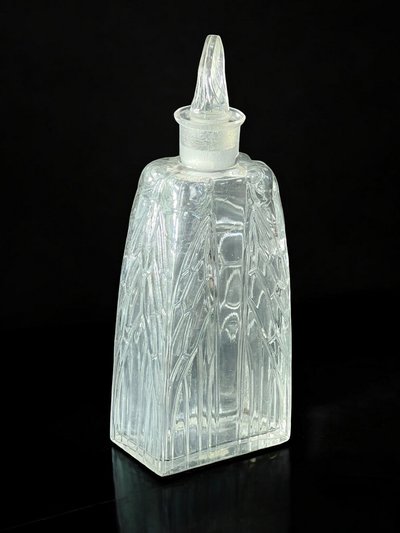 RENÉ LALIQUE 1910 FLACON ANCIEN A LOTION EN VERRE BLANC POUR ROGER GALLET