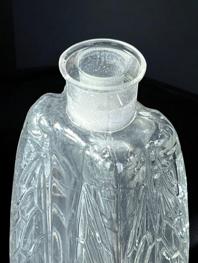 RENÉ LALIQUE 1910 FLACON ANCIEN A LOTION EN VERRE BLANC POUR ROGER GALLET