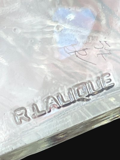 RENÉ LALIQUE 1910 FLACON ANCIEN A LOTION EN VERRE BLANC POUR ROGER GALLET