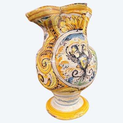 Ancienne cruche de Pesaro du XVIIIe siècle. Fabrication Callegari et Casali. H 23 