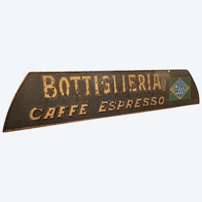 Ancienne grande enseigne en métal peint « Bottiglieria » de la fin du 19ème siècle. en fer. Taille 270 x 57 