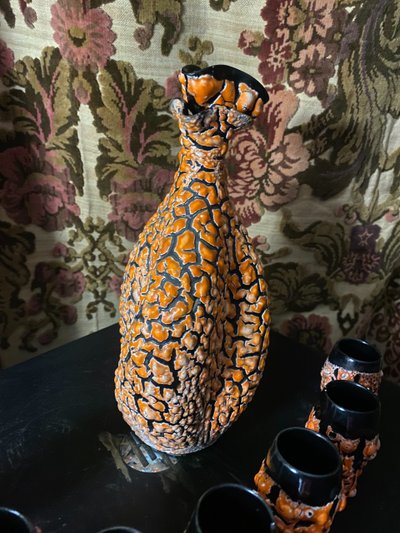 Ceramic liqueur set in fragmented coral style, assembled and deconstructed, from the 1960s