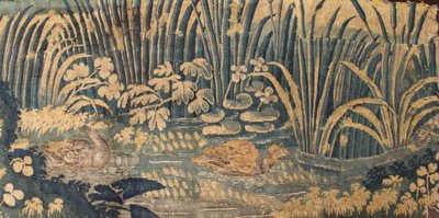Fragment of a tapestry "Verdure with Ducks", Brussels workshop, mid-16th century