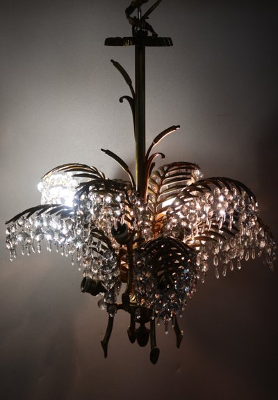 Bronze chandelier, palm tree model, after Baguès