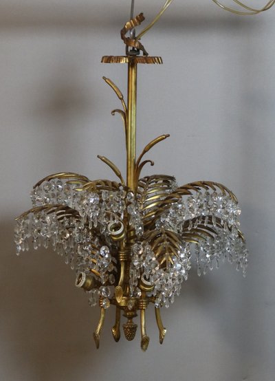 Bronze chandelier, palm tree model, after Baguès