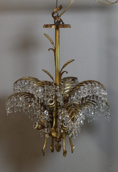 Bronze chandelier, palm tree model, after Baguès