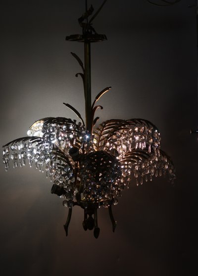 Bronze chandelier, palm tree model, after Baguès