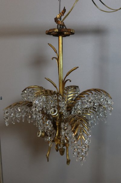 Bronze chandelier, palm tree model, after Baguès