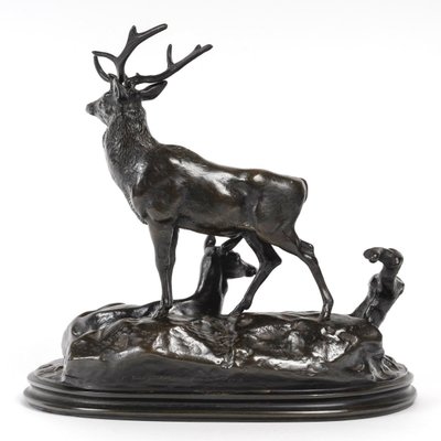 Bronze Group - Deer Family , Antoine-louis Barye (1795-1875)