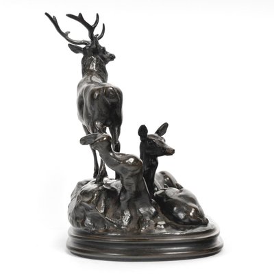 Bronze Group - Deer Family , Antoine-louis Barye (1795-1875)