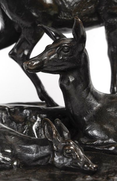Bronze Group - Deer Family , Antoine-louis Barye (1795-1875)