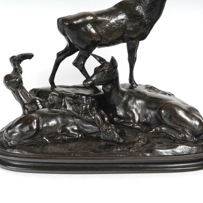 Bronze Group - Deer Family , Antoine-louis Barye (1795-1875)