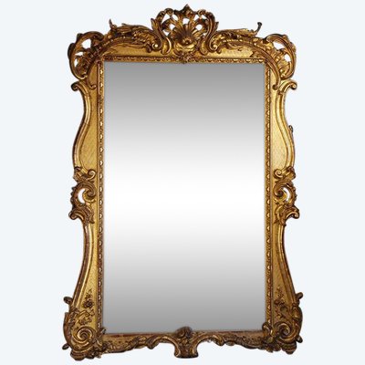 Mirror in wood and stucco gilded (leaf gold) Louis XV style