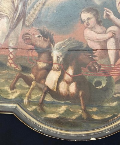 17th century Spanish school depicting Neptune and Artemis on their respective chariots